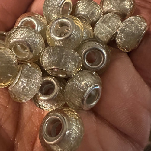 10 gray big hole beads