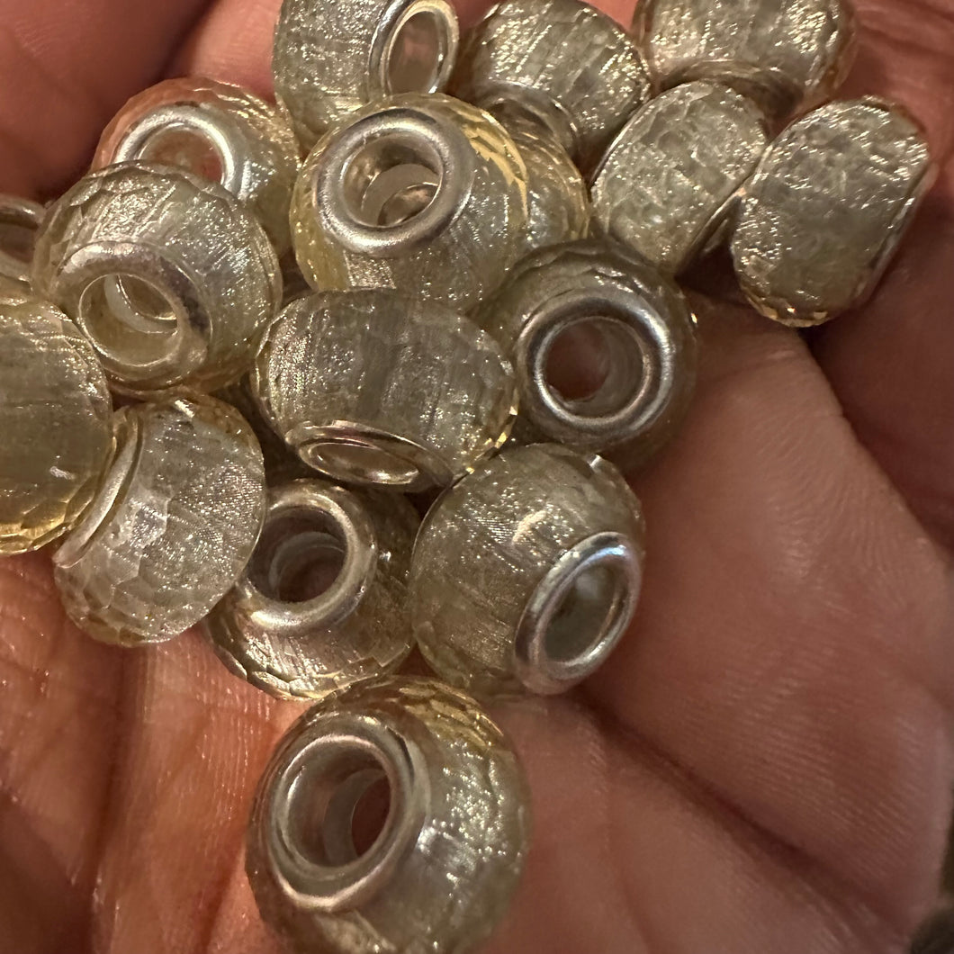 10 gray big hole beads