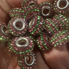 Load image into Gallery viewer, Pink and green big hole beads.