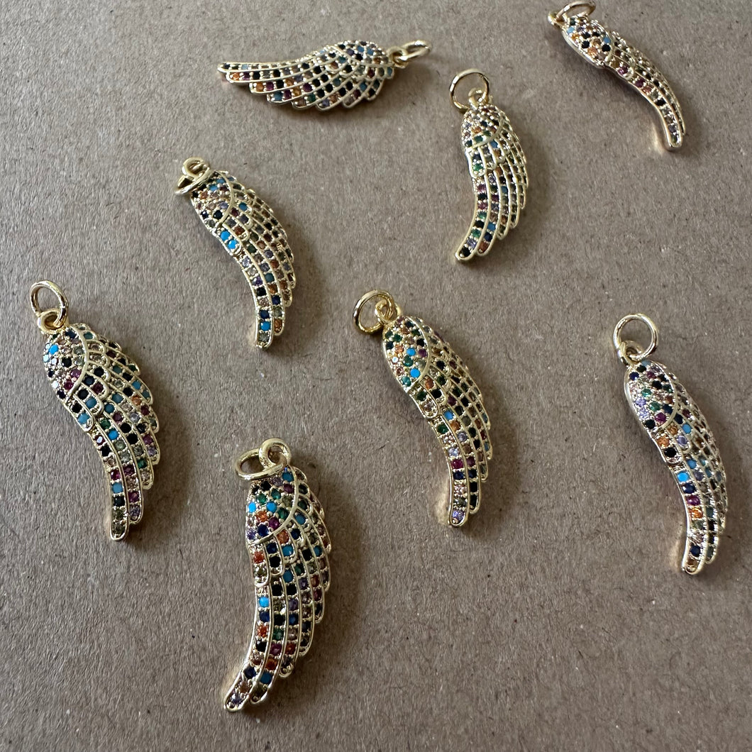 Gold Pave angel wing charms