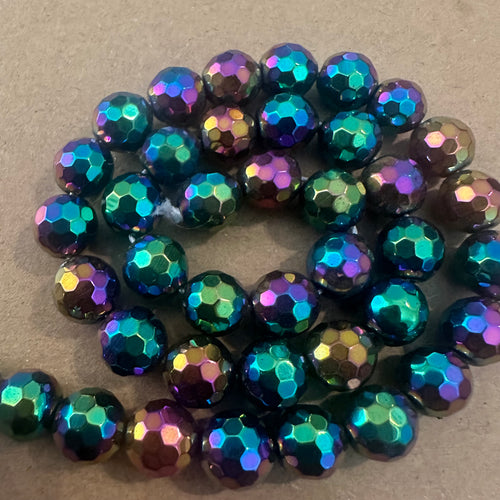 Rainbow faceted beads.