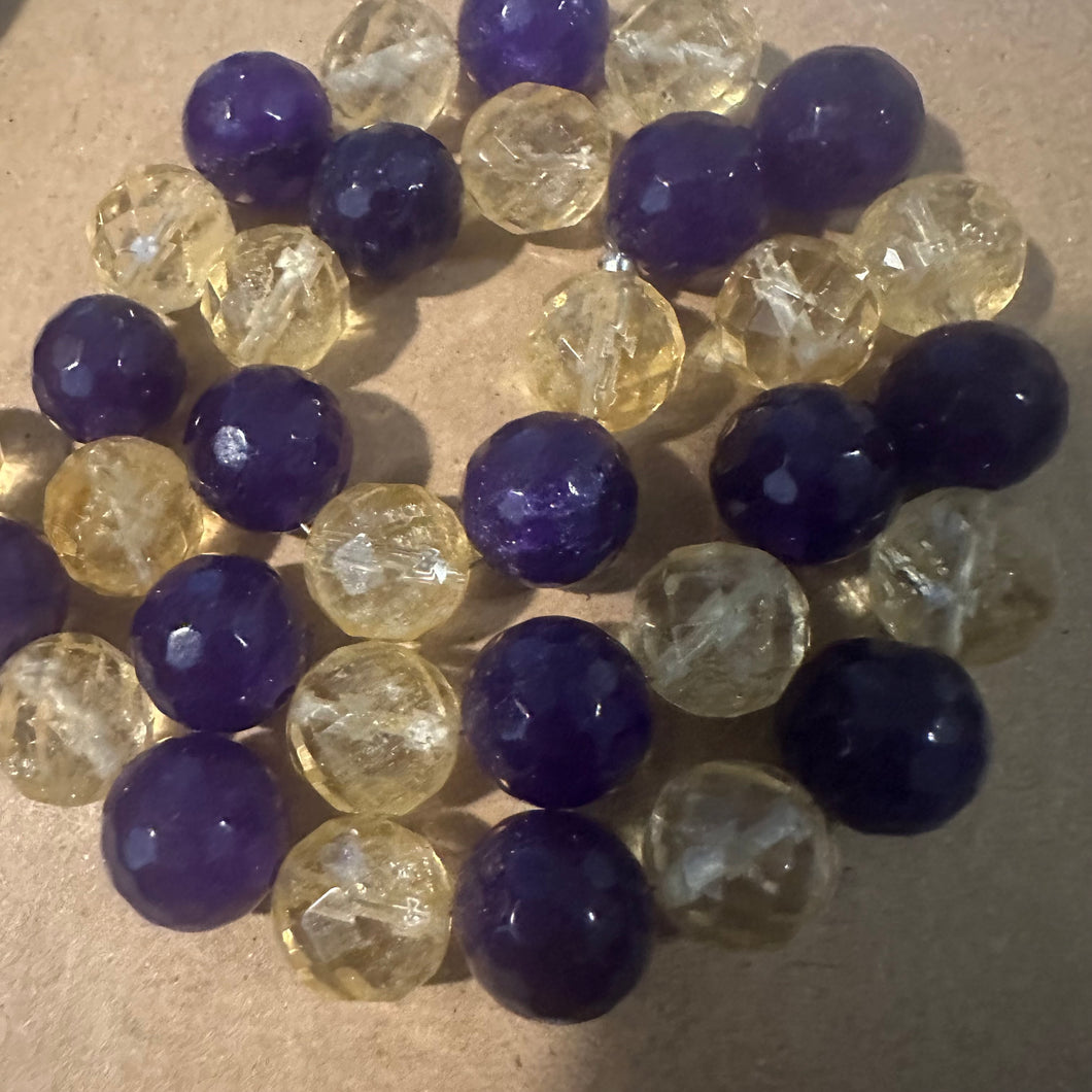 Purple and yellow beads 12mm