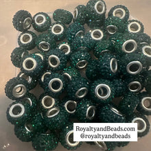 Load image into Gallery viewer, 5 green big hole beads.