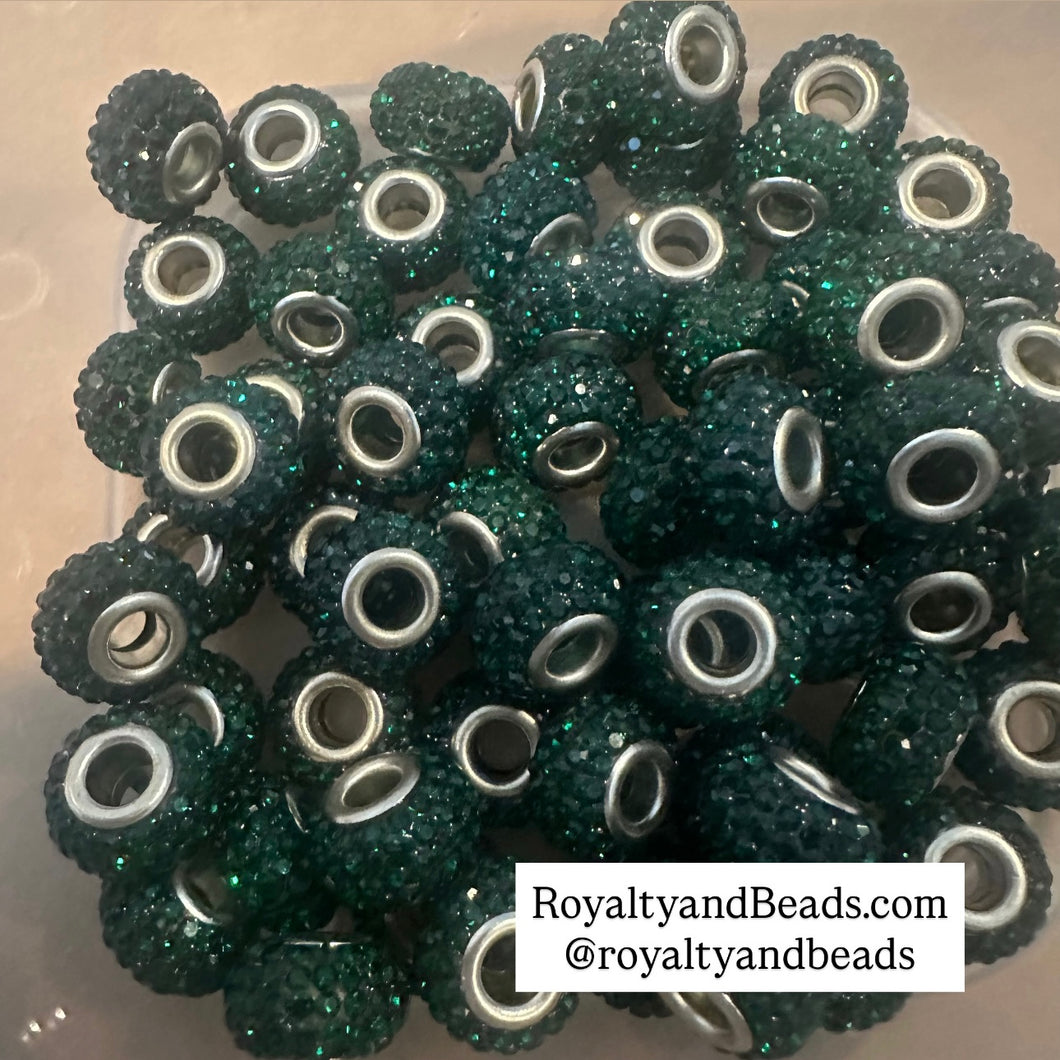 5 green big hole beads.