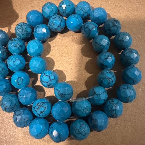 Faceted blue beads.
