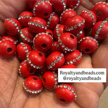 Load image into Gallery viewer, 10 red rhinestone beads (10mm)