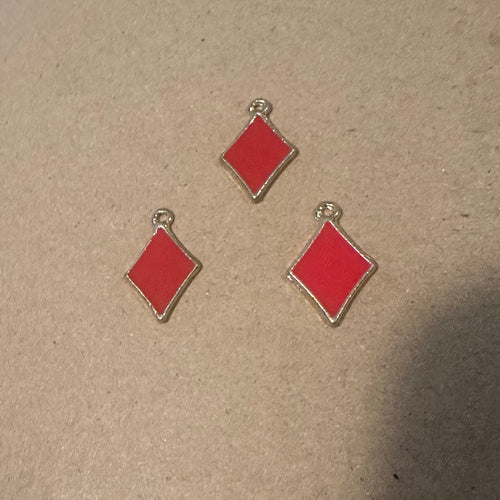 3 red diamond charms