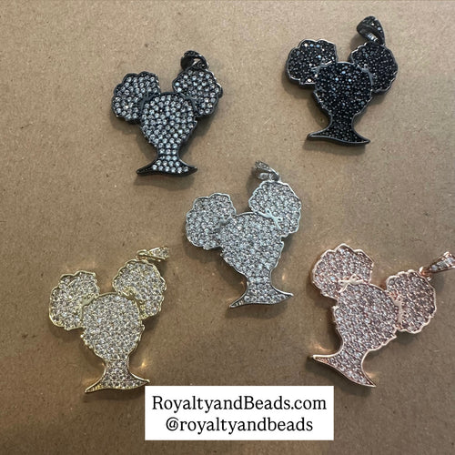 Micro Pave Afro girl charms
