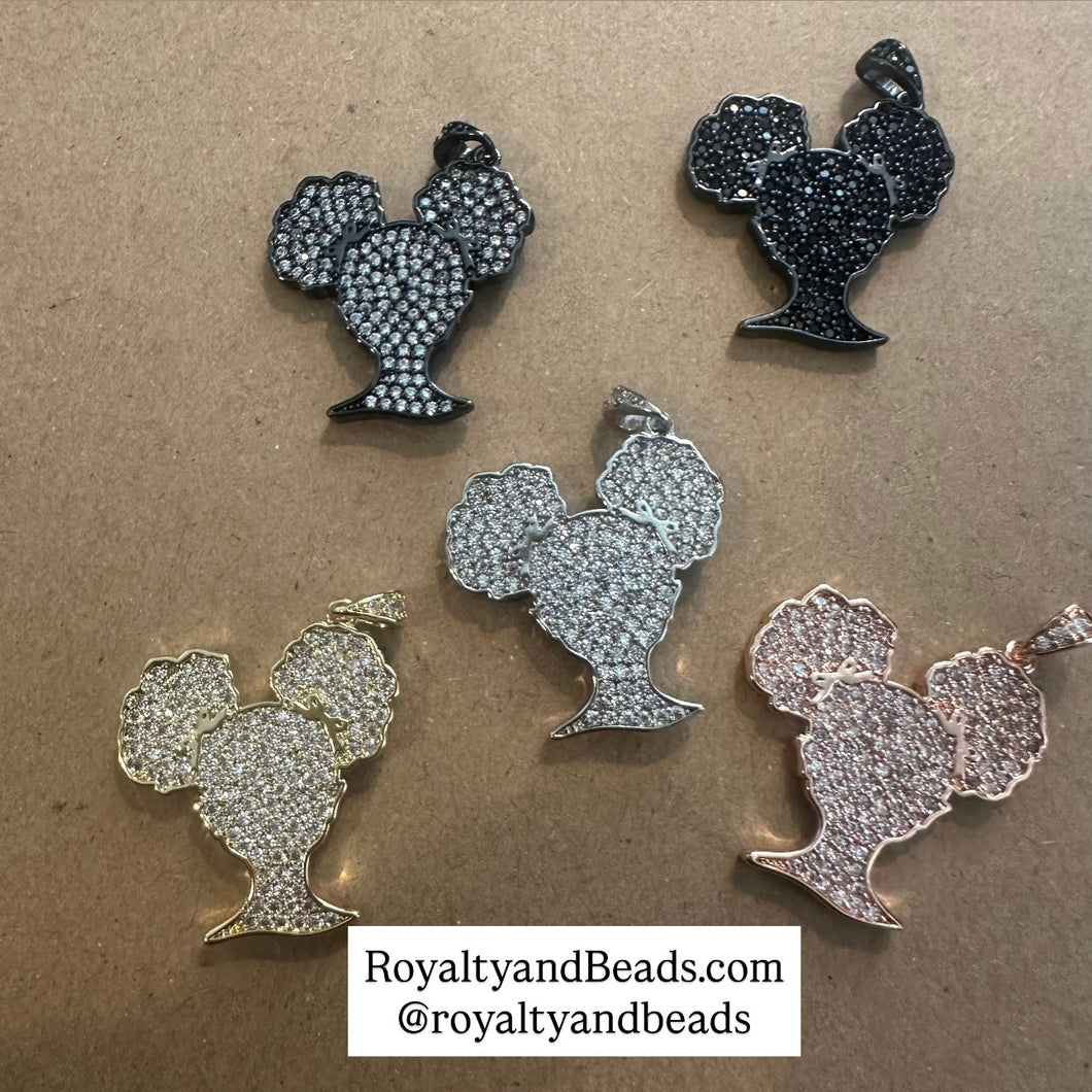 Micro Pave Afro girl charms