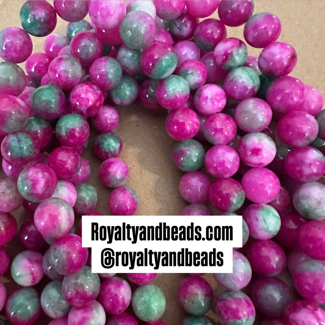 Pink and green beads