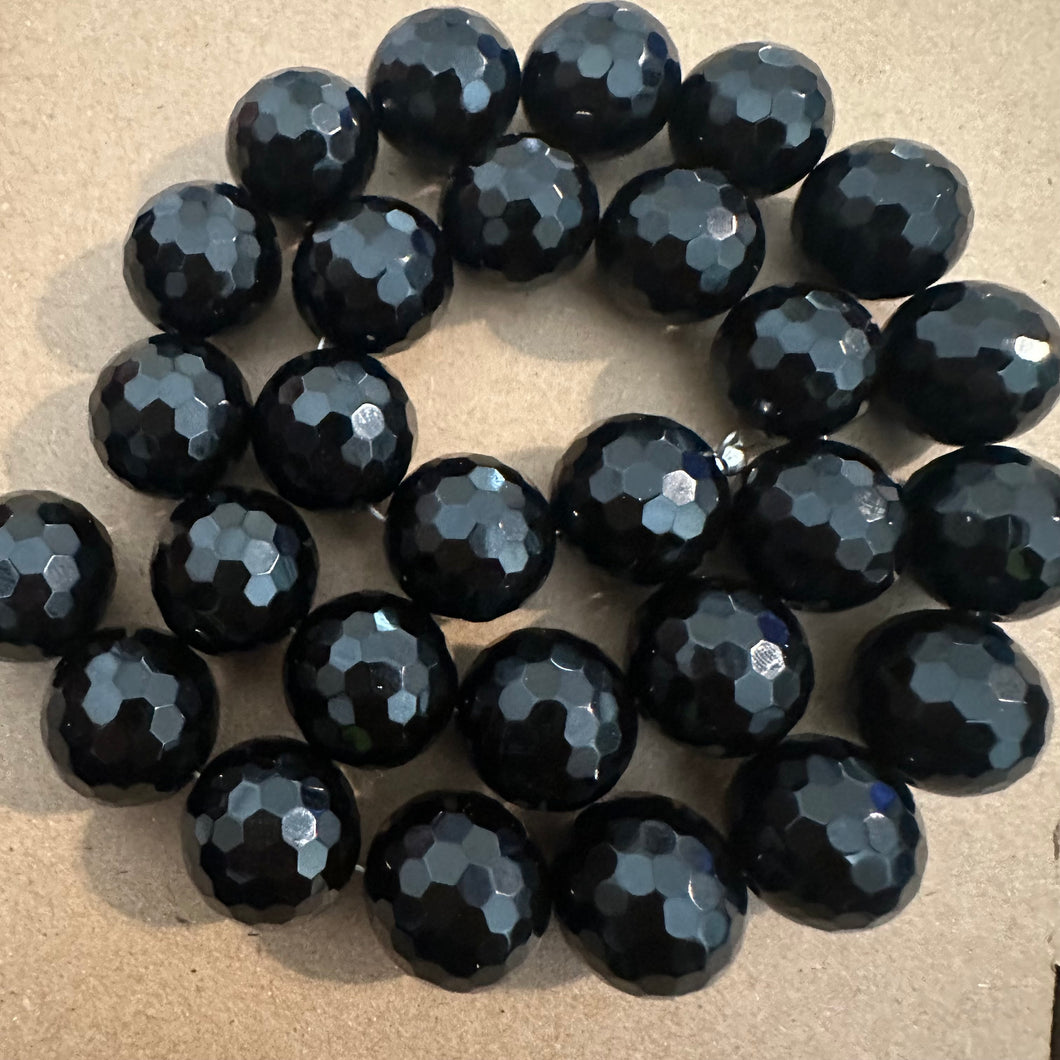 Black agate beads 14mm