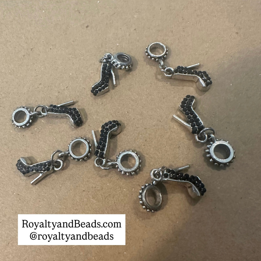 5 black AB heel shoe charms.