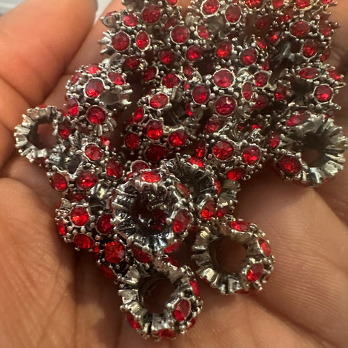 10 red big hole beads.