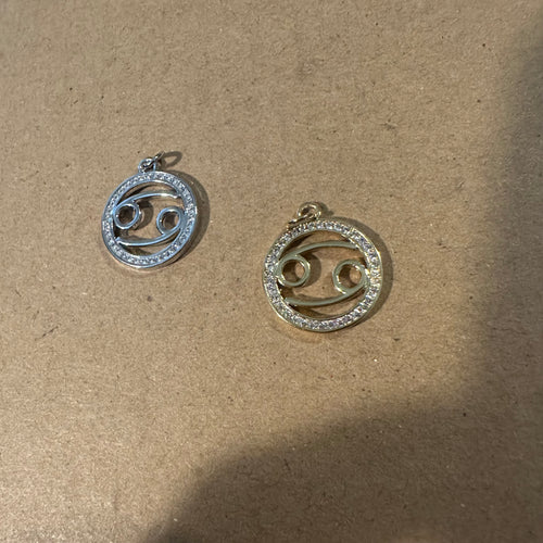 2 pave Zodiac charms (cancer)