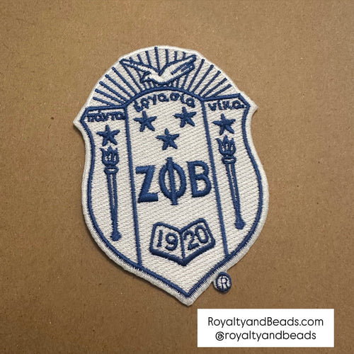 White Zeta Phi Beta patch