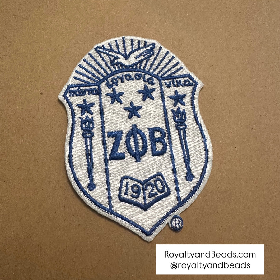 White Zeta Phi Beta patch