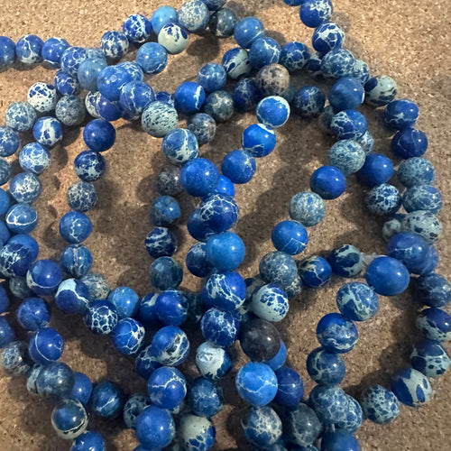 Blue and tan beads 8mm