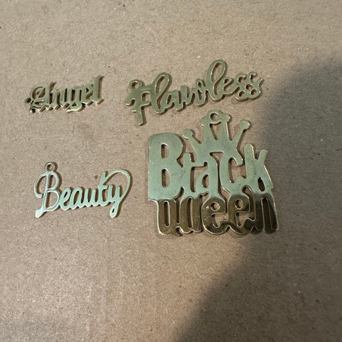 4 gold word charms