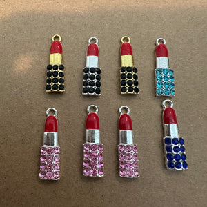 8 rhinestone lipstick charms