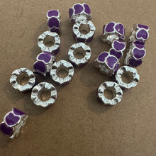 Load image into Gallery viewer, 10 purple heart big hole beads