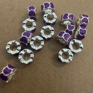 10 purple heart big hole beads