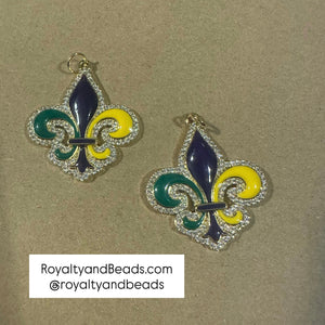 Pave Gold Mardi Gras fleurdelis charm.