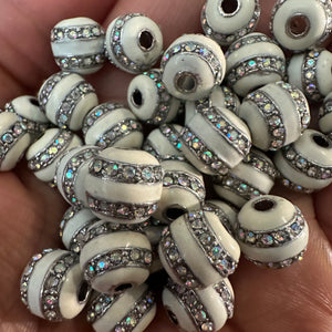 White rhinestone beads 10mm