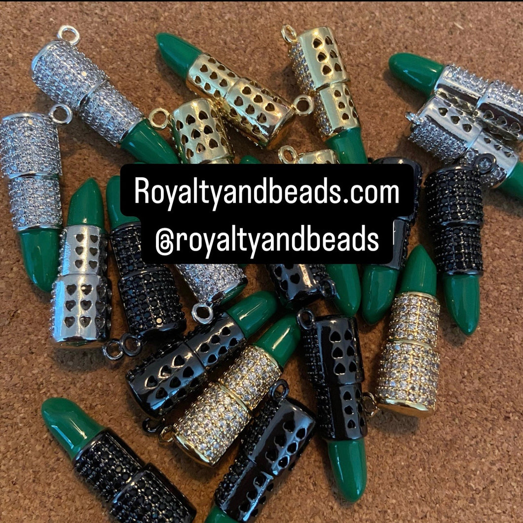 Green Pave Lipstick charms.