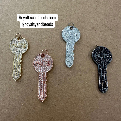 Pave faith key charms