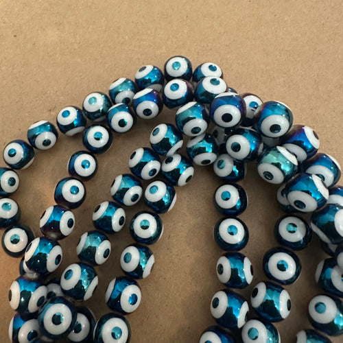 Blue and white circle beads