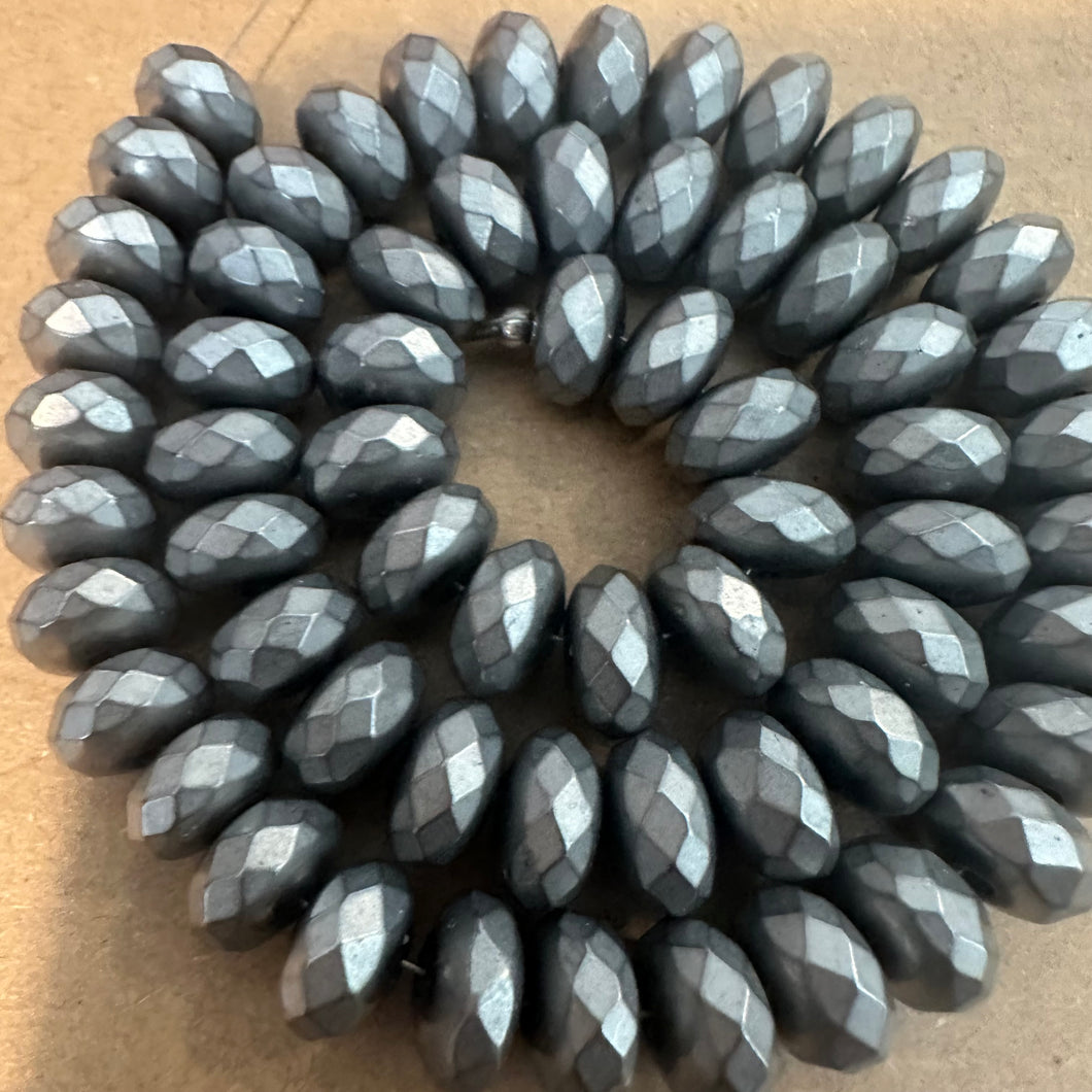 Matte silver hematite spacers