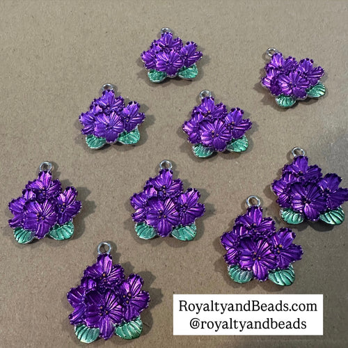 Purple flower charms (silver).