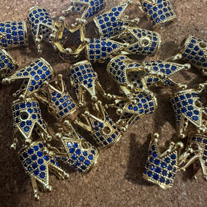 Blue and Gold pave crown charms.