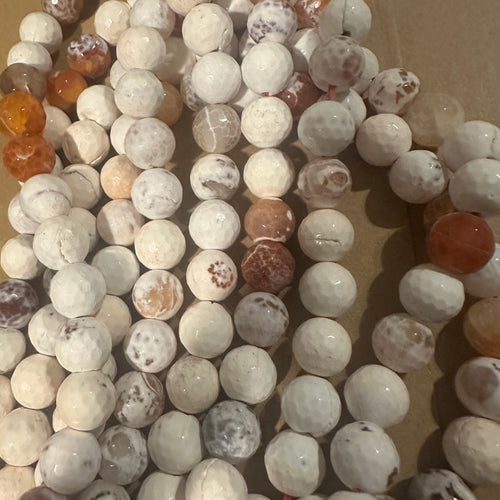 Orange and white agate beads 12mm
