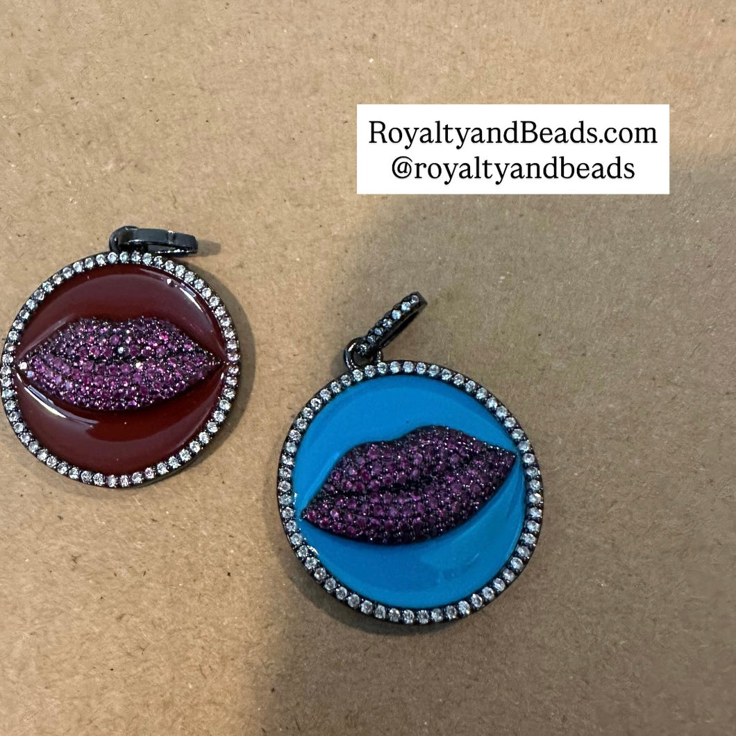Pave lip charms