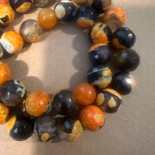 Load image into Gallery viewer, Black and orange agate beads 12mm