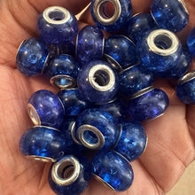 Load image into Gallery viewer, 10 sparkle blue big hole beads