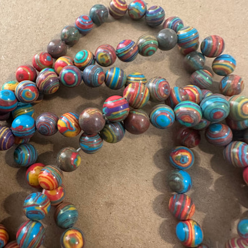 Blue and red swirl beads 8mm