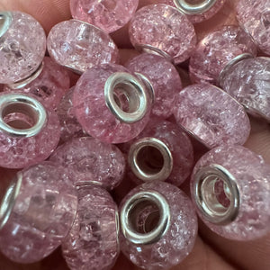 10 pink big hole beads