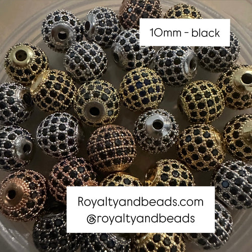 Black Pave beads 10mm