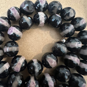 Black and purple striped beads