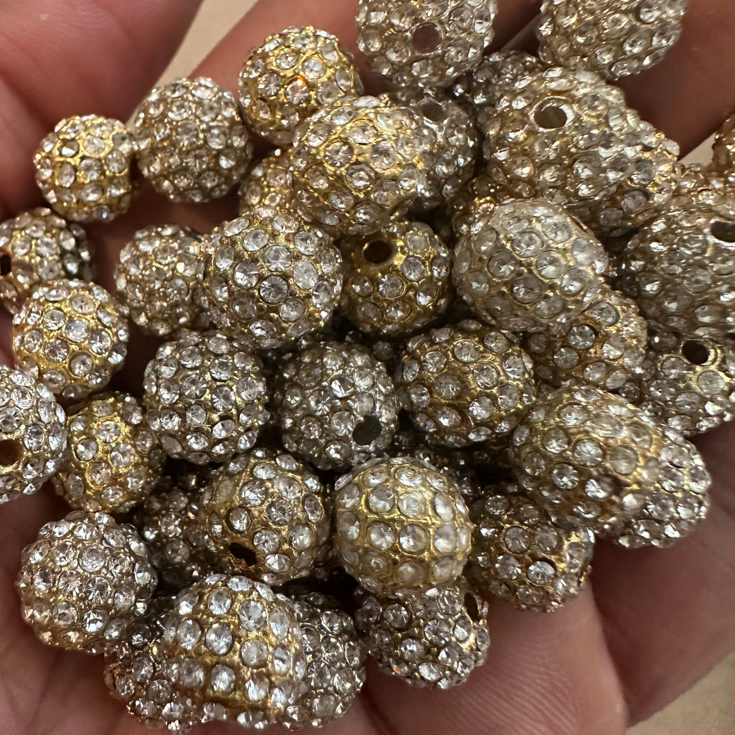 5 gold 10mm pave beads