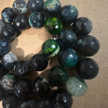 Load image into Gallery viewer, Green and black agate beads