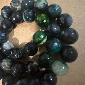 Green and black agate beads