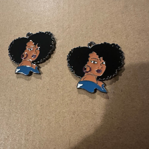 Afro woman charm