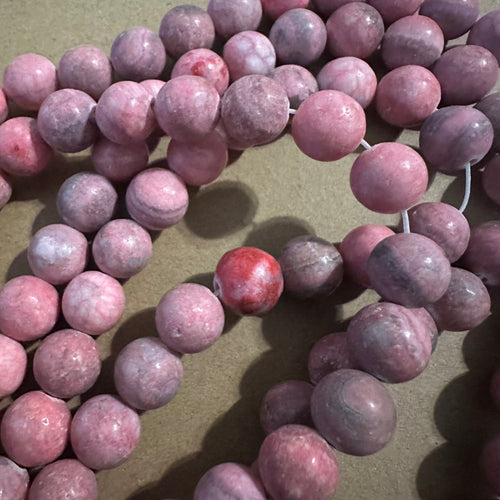 Pink and gray beads 12mm