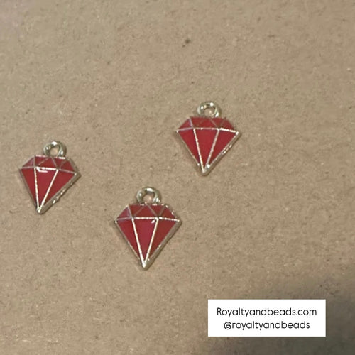 3 red diamond charms