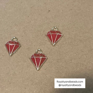 3 red diamond charms