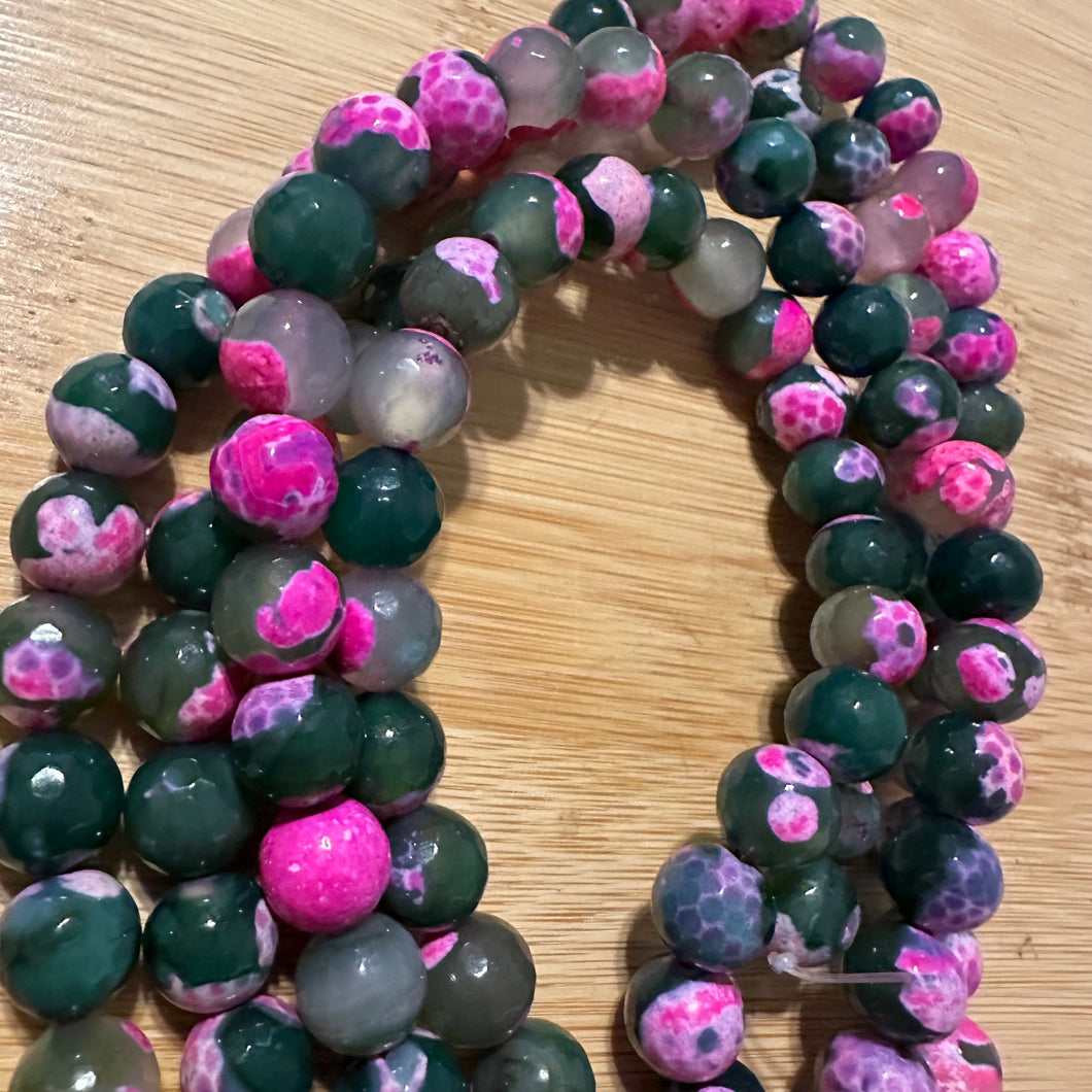 Pink and green beads 8mm