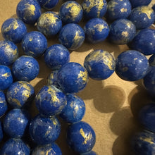 Load image into Gallery viewer, Blue and gold beads 12mm